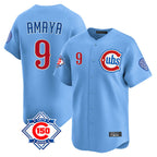 BIPIHUC C.Cubs #9 Miguel Amaya Player Light Blue 150th Anniversary Limited Home Stitched Jerseys