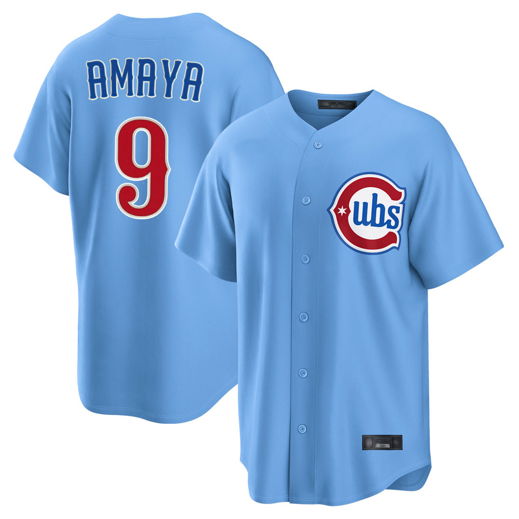 BIPIHUC C.Cubs #9 Miguel Amaya Player Light Blue Home Game Stitched Jerseys
