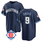 BIPIHUC C.Cubs #9 Miguel Amaya Player Navy 150th Anniversary City Connect Home Game Stitched Jerseys