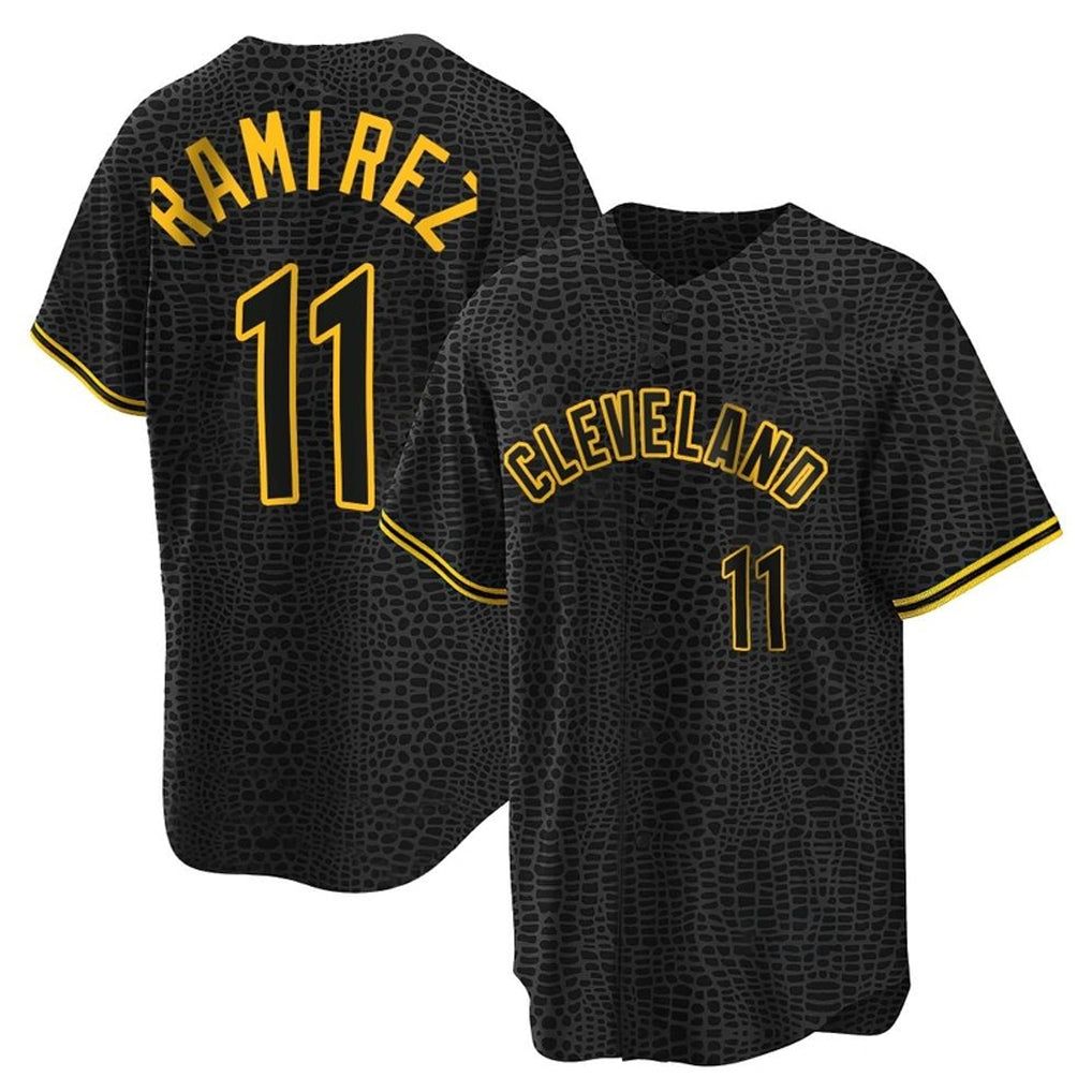 BIPIHUC C.Guardians #11 Jose Ramirez Player Black Snake Skin City Home Game Stitched Jerseys