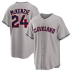 BIPIHUC C.Guardians #24 Triston McKenzie Player Gray Game Home Stitched Jerseys