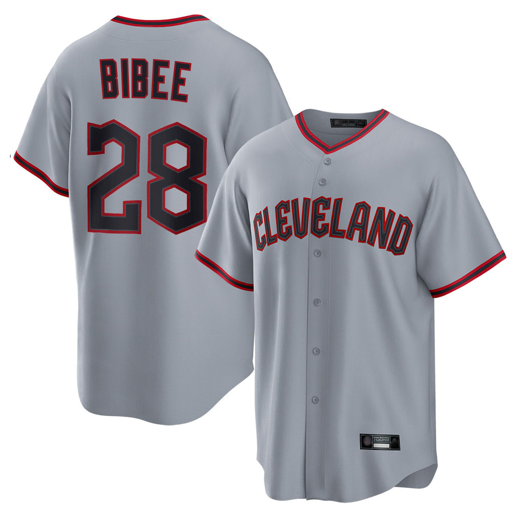 BIPIHUC C.Guardians #28 Tanner Bibee Player Gray Home Game Stitched Jerseys