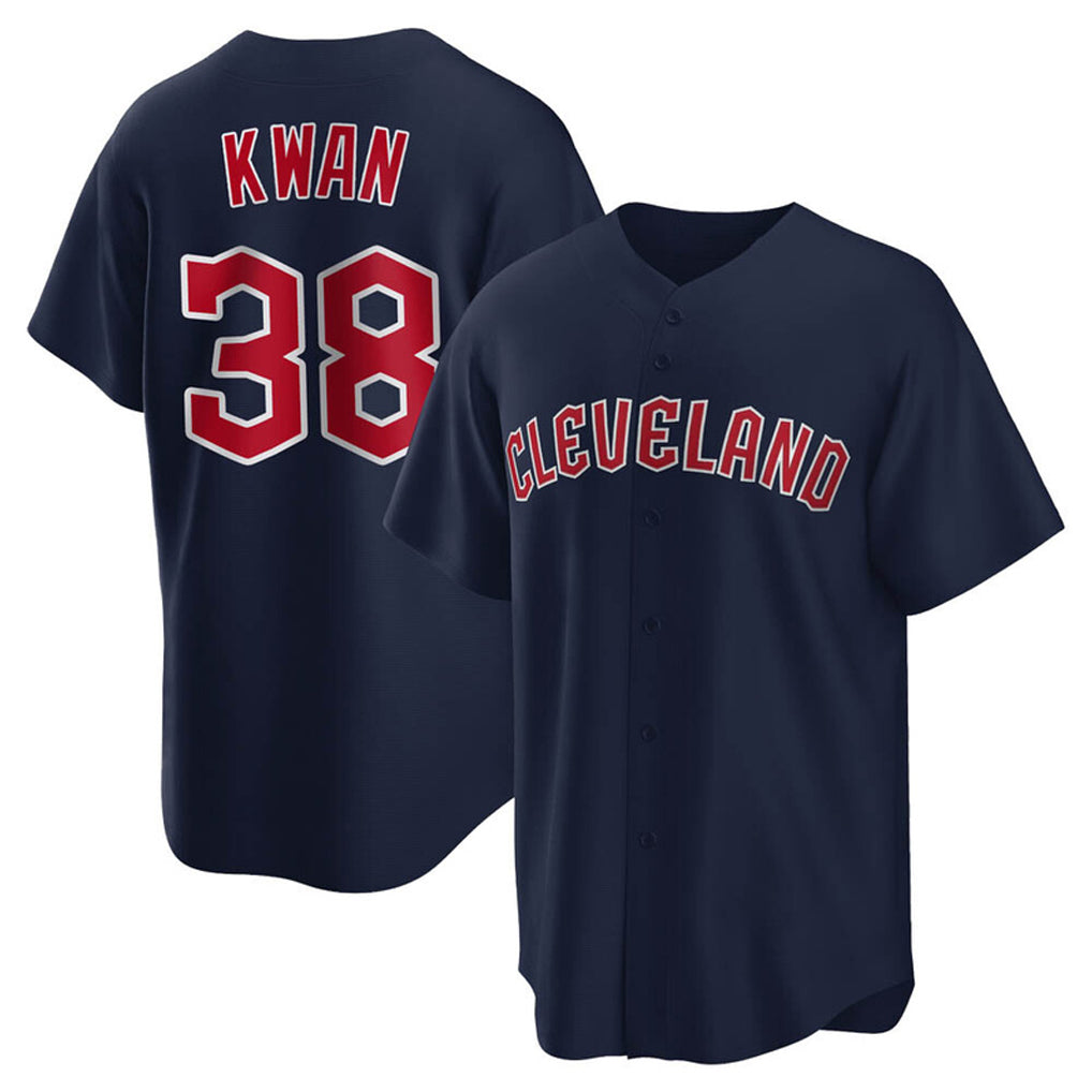 BIPIHUC C.Guardians #38 Steven Kwan Player Navy Game Home Stitched Jerseys