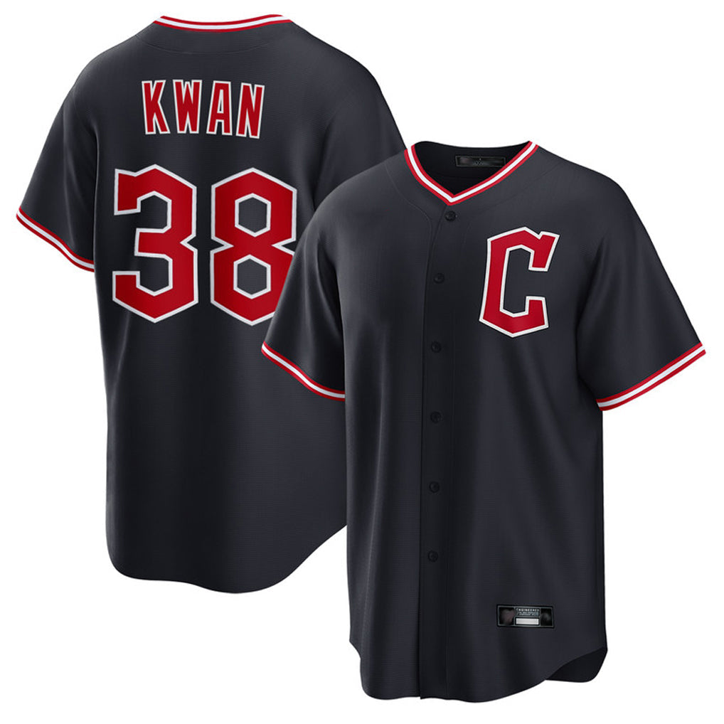 BIPIHUC C.Guardians #38 Steven Kwan Player Navy Home Game Stitched Jerseys
