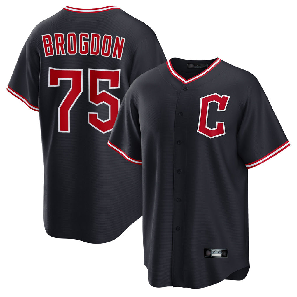 BIPIHUC C.Guardians #75 Connor Brogdon Player Navy Home Game Stitched Jerseys