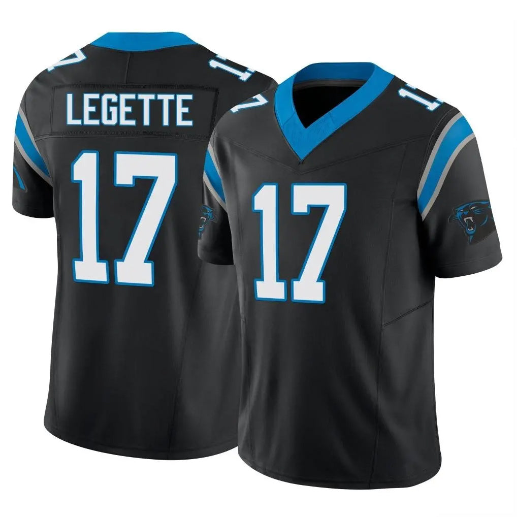 BIPIHUC C.Panthers #17 Xavier Legette Player Black Vapor F.U.S.E. Limited Home Game Stitched Jerseys