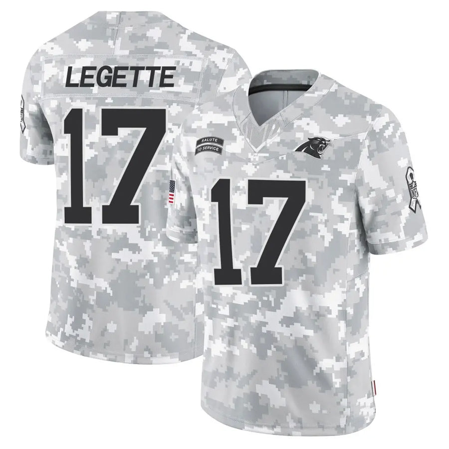 BIPIHUC C.Panthers #17 Xavier Legette Player Salute to Service Limited Arctic Camo Stitched Jerseys
