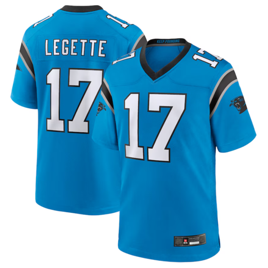 BIPIHUC C.Panthers #17 Xavier Legette Blue Player Jersey American Stitched Game Jerseys