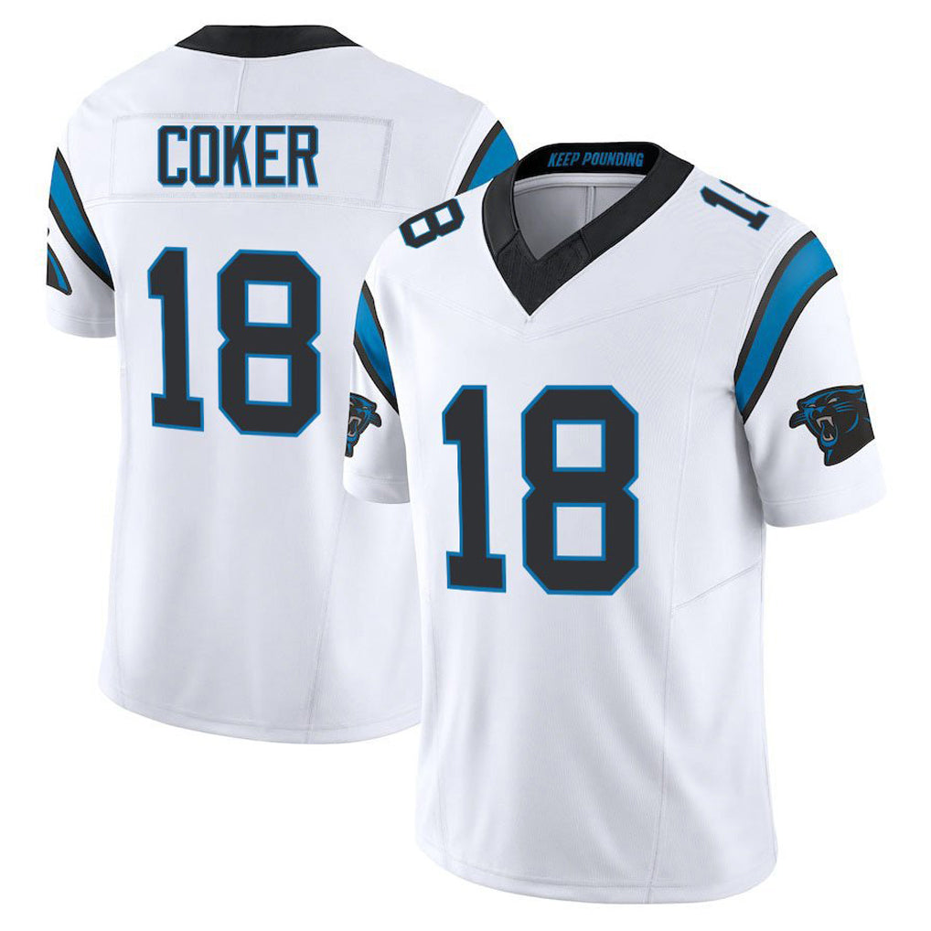 BIPIHUC C.Panthers #18 Jalen Coker Player White Vapor F.U.S.E. Limited Home Game Stitched Jerseys