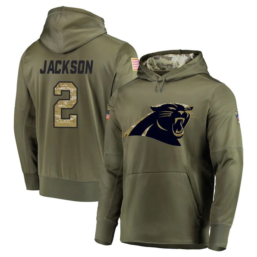BIPIHUC C.Panthers #2 Michael Jackson Player Olive Salute to Service Hoodies Stitched Jerseys
