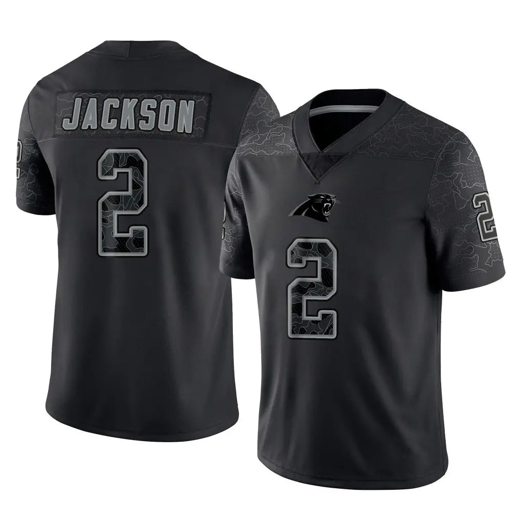 BIPIHUC C.Panthers #2 Mike Jackson Player Black Limited Reflective Game Stitched Jerseys