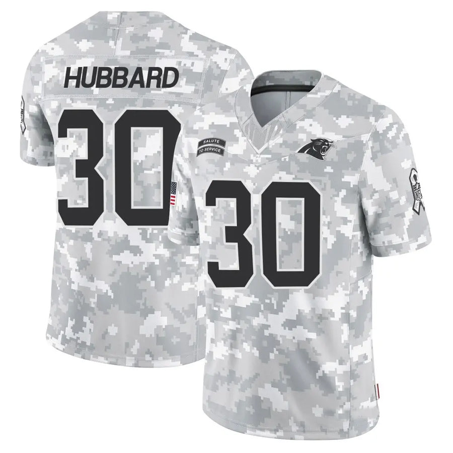 BIPIHUC C.Panthers #30 Chuba Hubbard Player Arctic Camo Salute to Service Limited  Jerseys