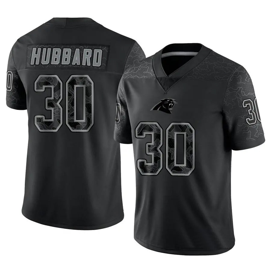 BIPIHUC C.Panthers #30 Chuba Hubbard Player Black Limited Reflective Stitched Jerseys
