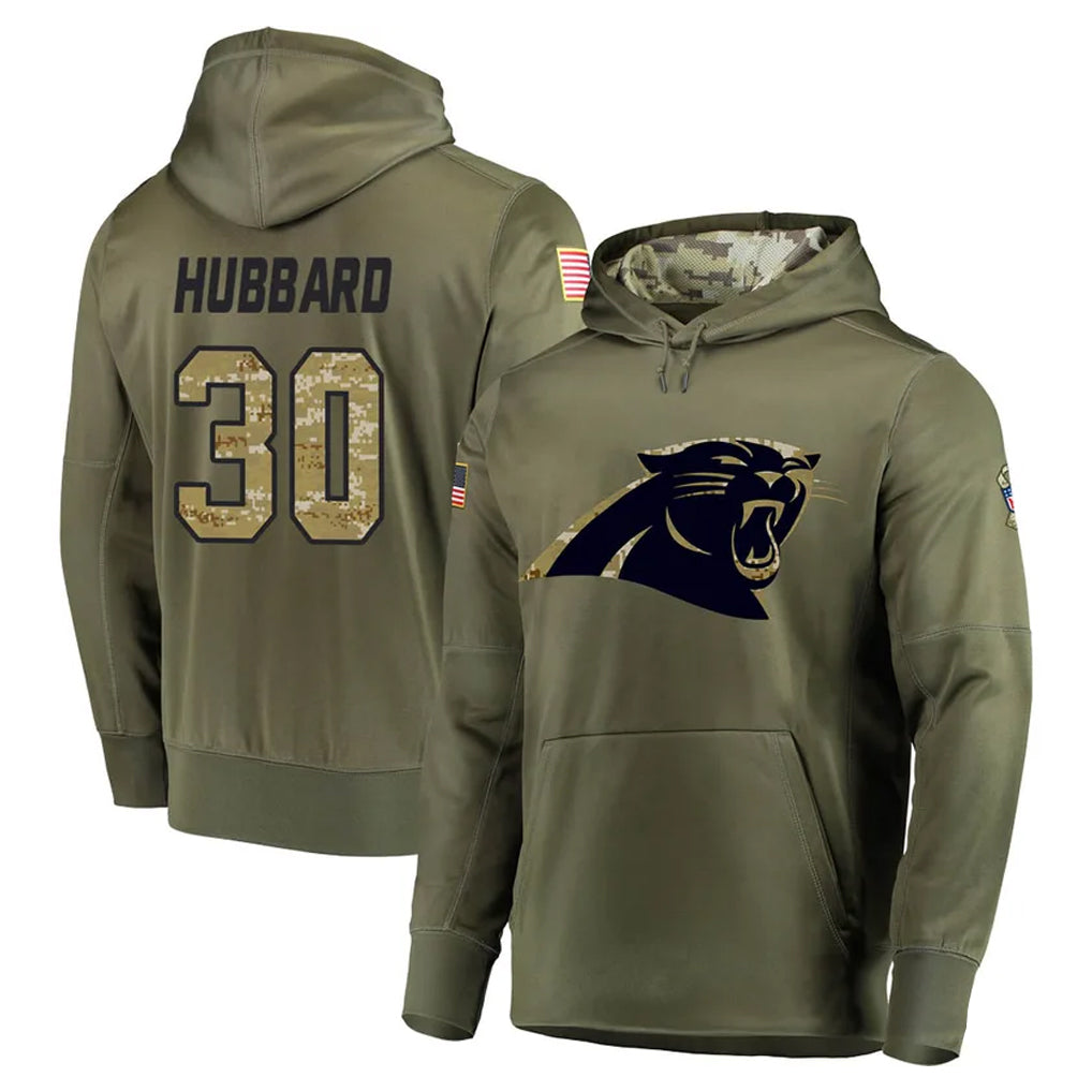 BIPIHUC C.Panthers #30 Chuba Hubbard Player Olive Salute to Service Hoodies Stitched Jerseys