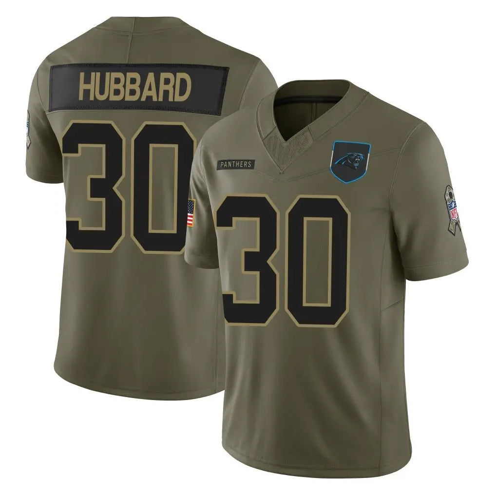 BIPIHUC C.Panthers #30 Chuba Hubbard Player Olive Salute to Service Limited Home Game Stitched Jerseys