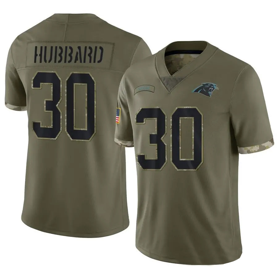 BIPIHUC C.Panthers #30 Chuba Hubbard Player Salute To Service Olive Stitched Jerseys