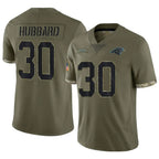 BIPIHUC C.Panthers #30 Chuba Hubbard Player Salute To Service Olive Stitched Jerseys
