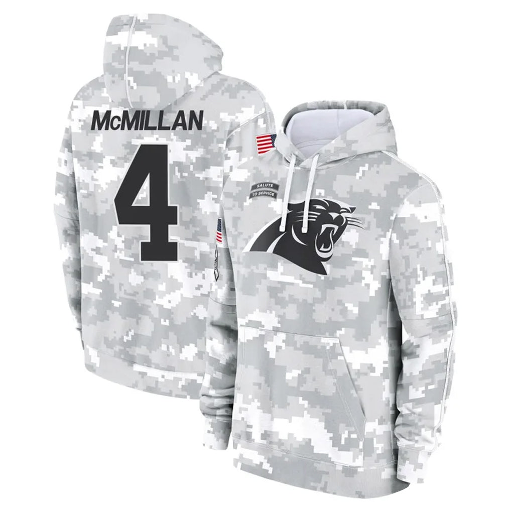 BIPIHUC C.Panthers #4 Tetairoa McMillan Player Arctic Camo Salute to Service Limited Hoodies Stitched Jerseys