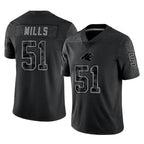 BIPIHUC C.Panthers #51 Sam Mills Player Black Limited Reflective Game Stitched Jerseys