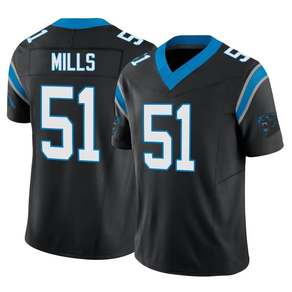 BIPIHUC C.Panthers #51 Sam Mills Player Black Vapor F.U.S.E. Limited Home Game Stitched Jerseys