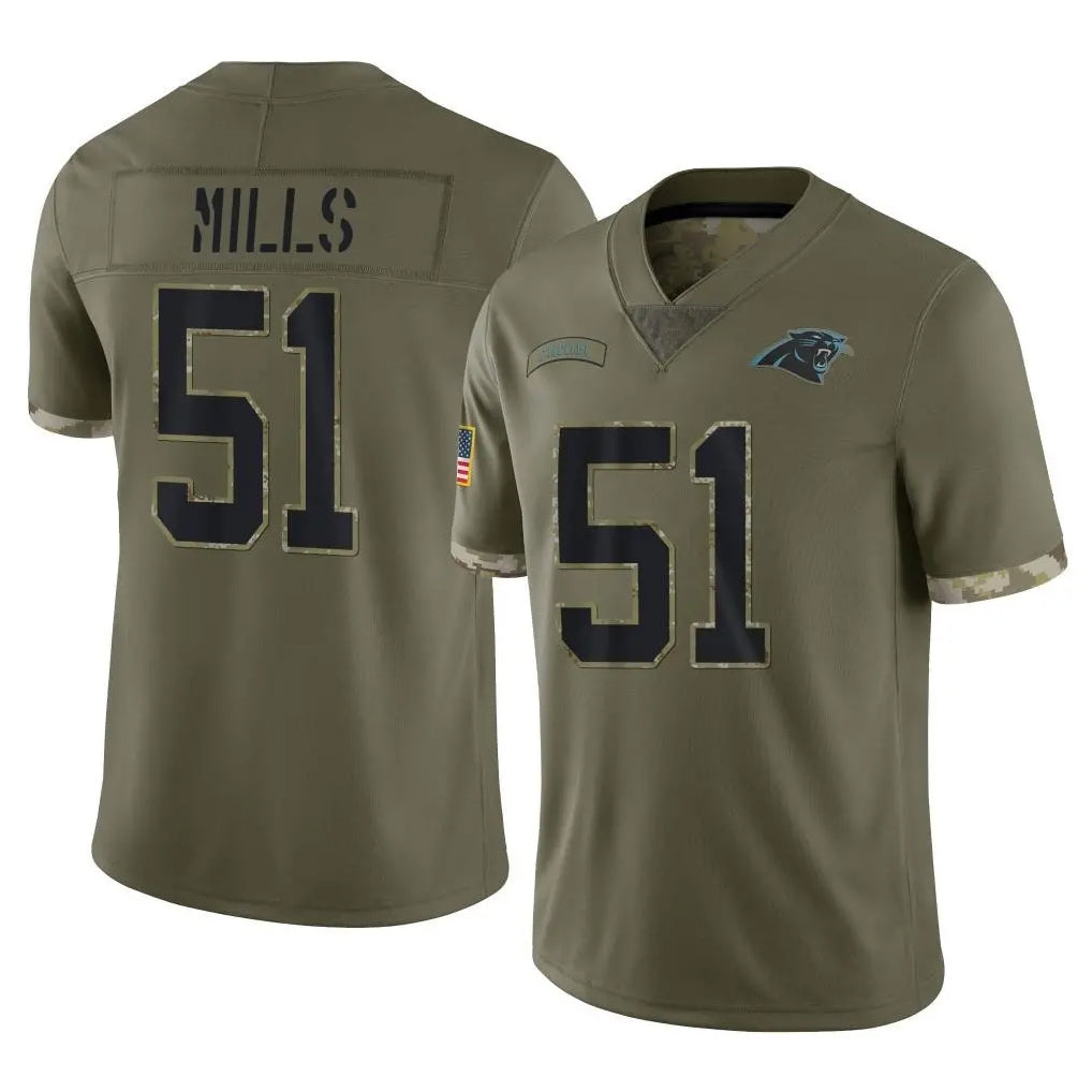 BIPIHUC C.Panthers #51 Sam Mills Player Olive Salute to Service Game Stitched Jerseys
