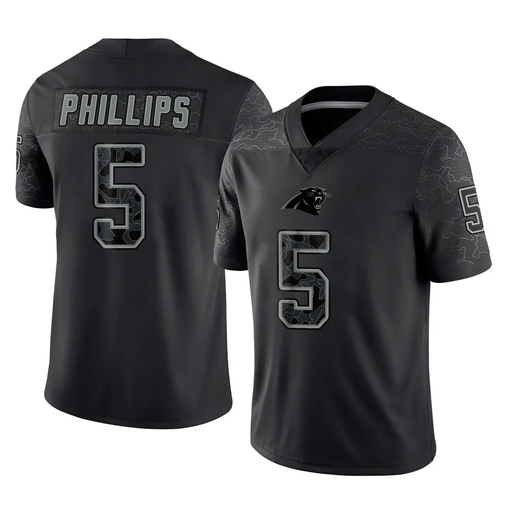 BIPIHUC C.Panthers #5 Jaelan Phillips Player Black Limited Reflective Game Stitched Jerseys
