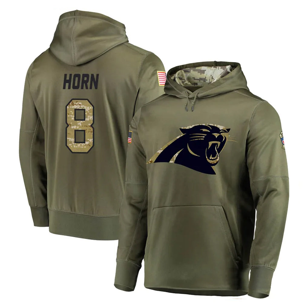 BIPIHUC C.Panthers #8 Jaycee Horn Player Olive Salute to Service Hoodies Stitched Jerseys