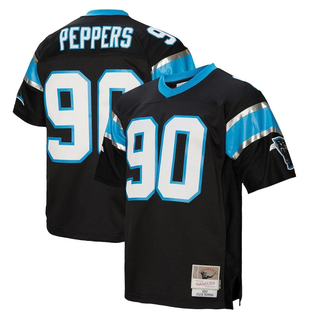 BIPIHUC C.Panthers #90 Julius Peppers Player Black Mitchell & Ness Legacy Replica Stitched Jerseys