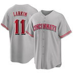 BIPIHUC C.Reds #11 Barry Larkin Player Gray Home Game Stitched Jerseys