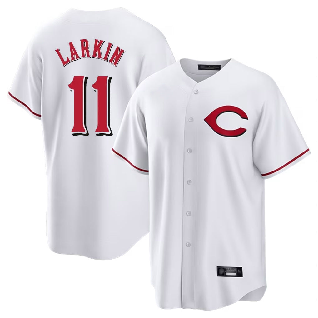 BIPIHUC C.Reds #11 Barry Larkin Player White Home Game Stitched Jerseys