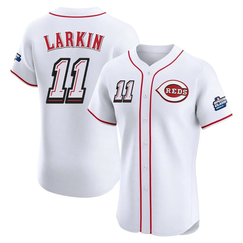 BIPIHUC C.Reds #11 Barry Larkin Player White Speedway Classic Limited Elite Home Stitched Jerseys