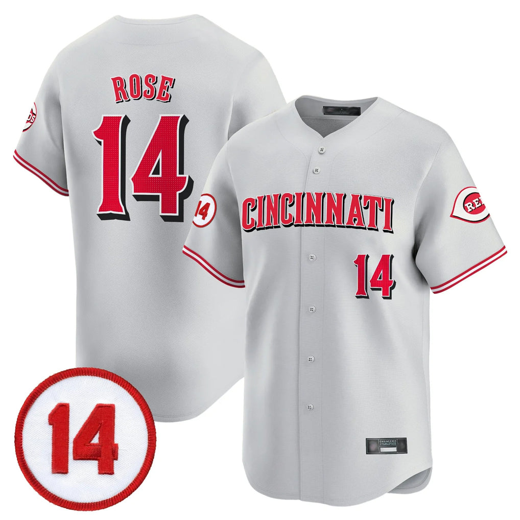 BIPIHUC C.Reds #14 Pete Rose Player Gray Vapor Premier Limited Home Stitched Jerseys