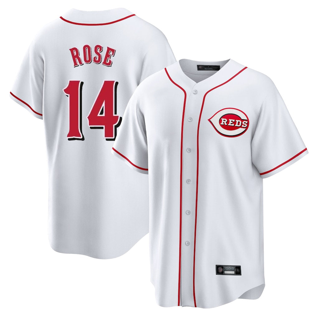 BIPIHUC C.Reds #14 Pete Rose Player White Game Home Stitched Jerseys
