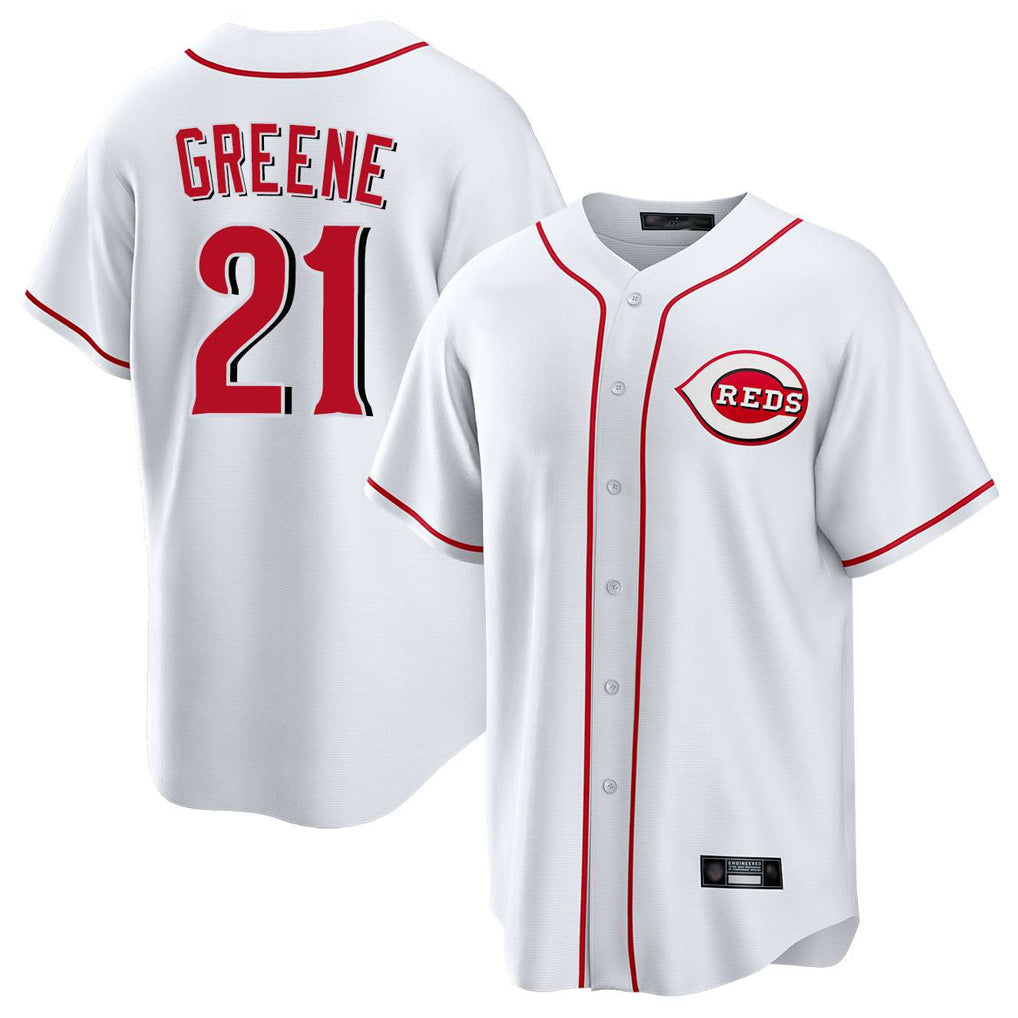 BIPIHUC C.Reds #21 Hunter Greene Player White Game Home Stitched Jerseys