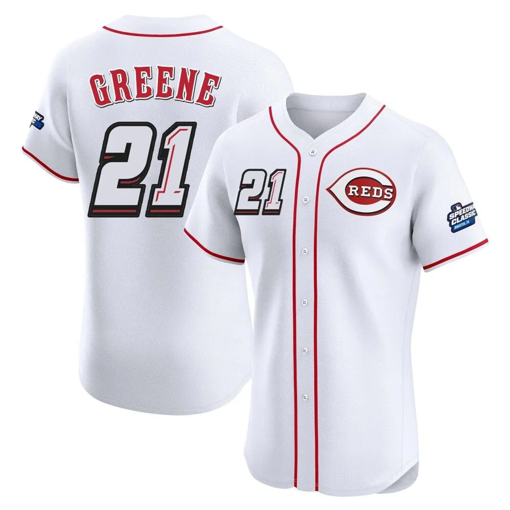 BIPIHUC C.Reds #21 Hunter Greene Player White Speedway Classic Limited Elite Home Stitched Jerseys
