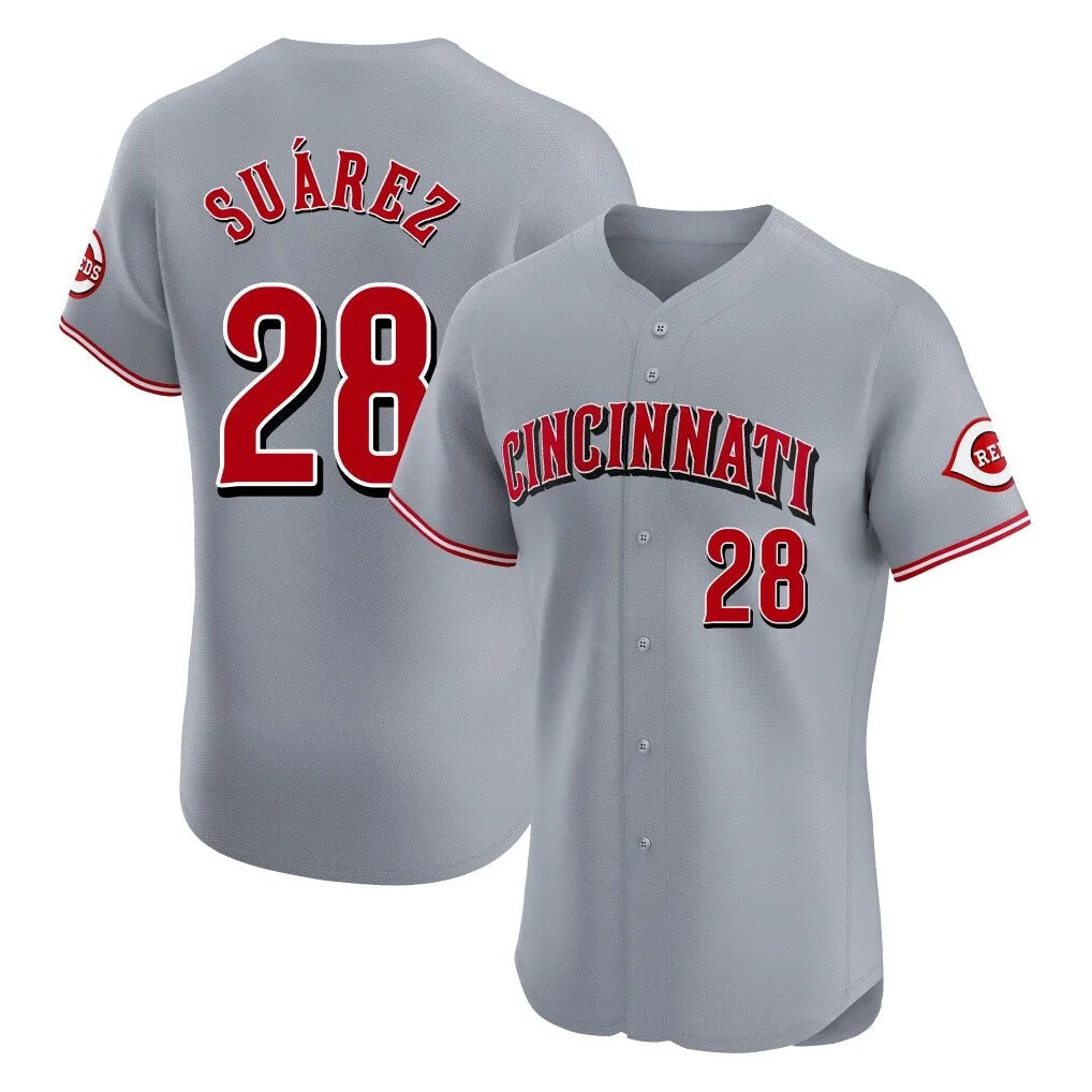 BIPIHUC C.Reds #28 Eugenio Su¡§¡érez Player Gray Limited Elite Home Stitched Jerseys