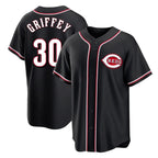 BIPIHUC C.Reds #30 Ken Griffey Player Black Fashion Out Home Game Stitched Jerseys