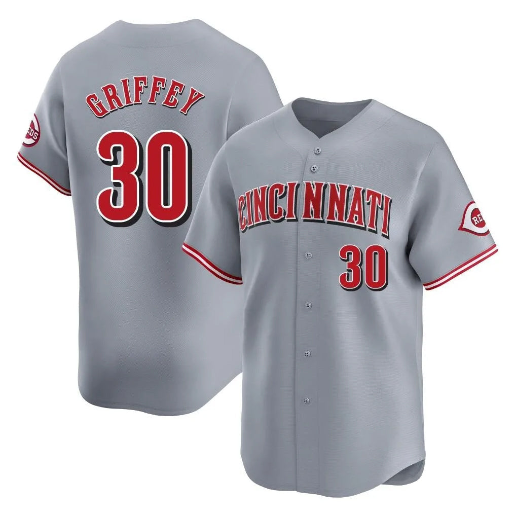 BIPIHUC C.Reds #30 Ken Griffey Player Gray Home Limited Stitched Jerseys