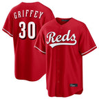 BIPIHUC C.Reds #30 Ken Griffey Player Red Home Game Stitched Jerseys