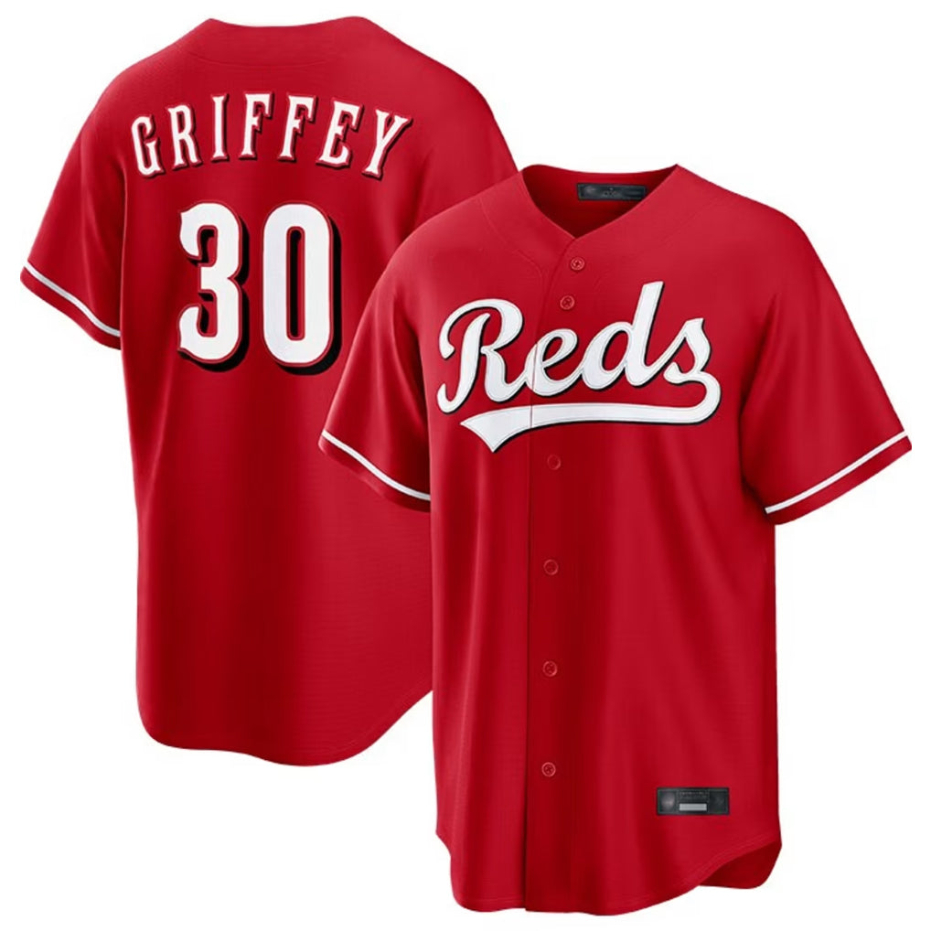 BIPIHUC C.Reds #30 Ken Griffey Player Red Home Game Stitched Jerseys