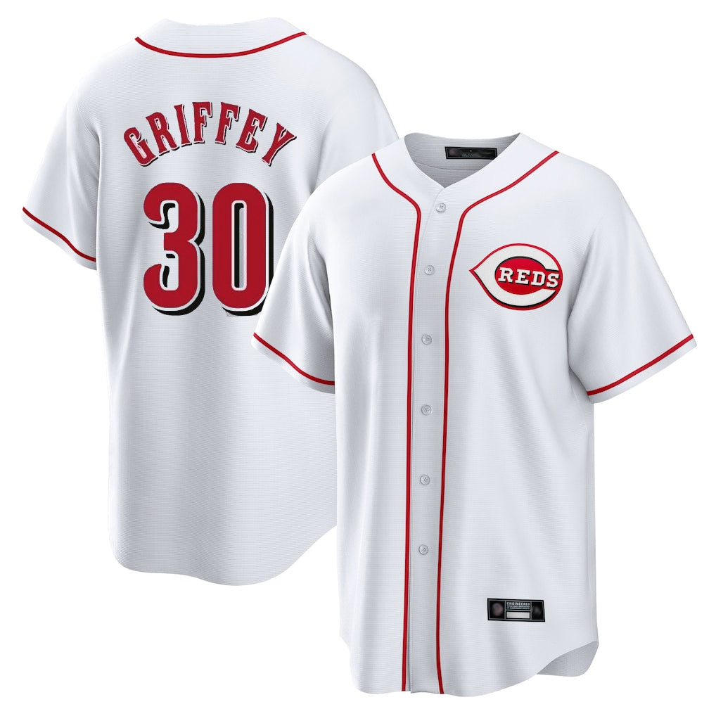BIPIHUC C.Reds #30 Ken Griffey Player White Game Home Stitched Jerseys