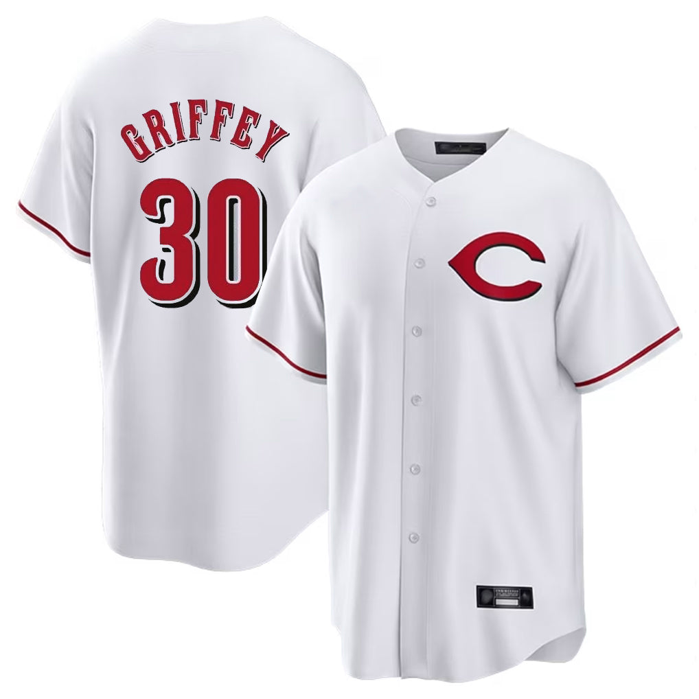 BIPIHUC C.Reds #30 Ken Griffey Player White Home Game Stitched Jerseys