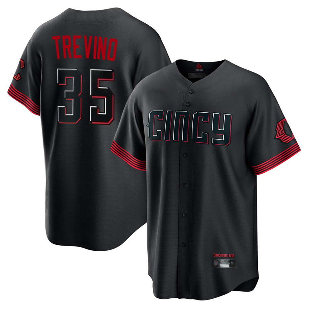 BIPIHUC C.Reds #35 Jose Trevino Player Black City Connect Home Game Stitched Jerseys