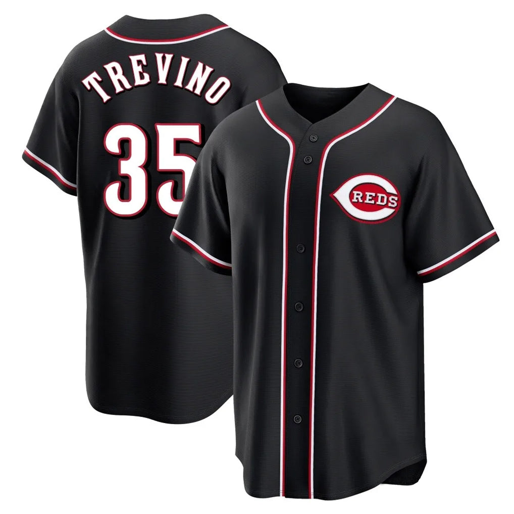 BIPIHUC C.Reds #35 Jose Trevino Player Black Fashion Out Home Game Stitched Jerseys