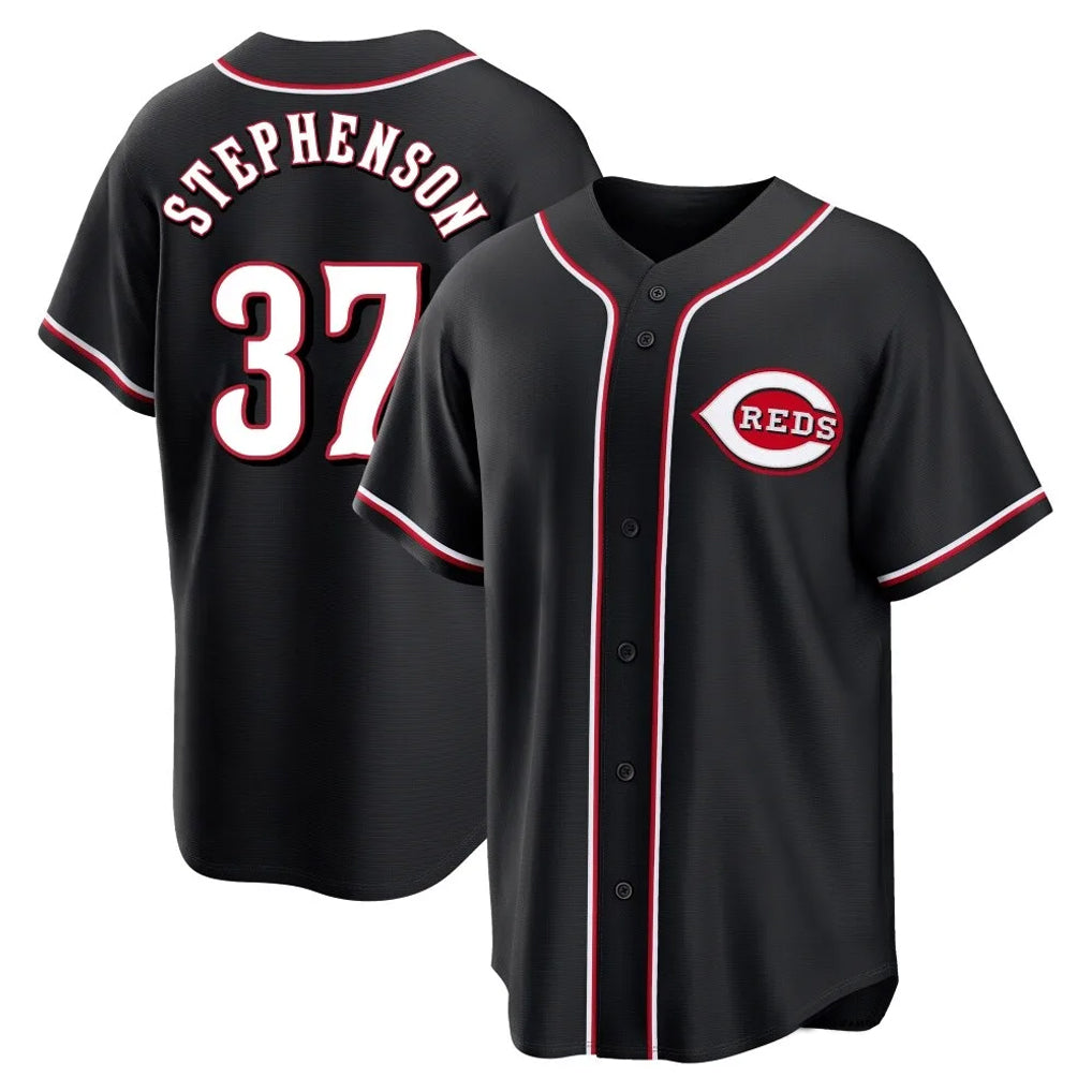 BIPIHUC C.Reds #37 Tyler Stephenson Player Black Fashion Out Home Game Stitched Jerseys