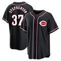 BIPIHUC C.Reds #37 Tyler Stephenson Player Black Fashion Out Home Game Stitched Jerseys