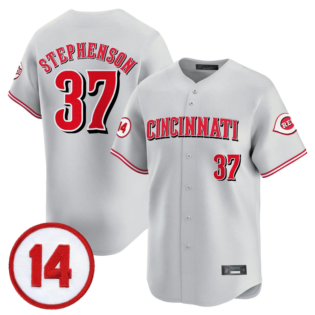 BIPIHUC C.Reds #37 Tyler Stephenson Player Gray Vapor Premier Limited Home Stitched Jerseys