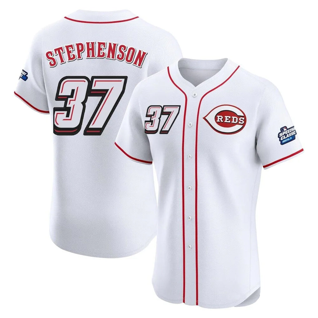 BIPIHUC C.Reds #37 Tyler Stephenson Player White Speedway Classic Limited Elite Home Stitched Jerseys