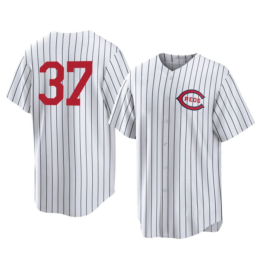 BIPIHUC C.Reds #37 Tyler Stephenson Player White Stripe Field of Dreams Game Home Stitched Jerseys