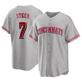 BIPIHUC C.Reds #7 Spencer Steer Player Gray Home Game Stitched Jerseys